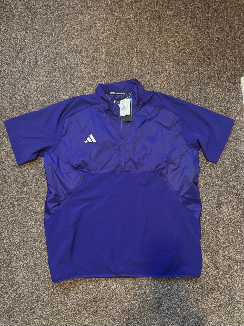 adidas Men’s Purple Short-Sleeve Quarter-Zip Training Top